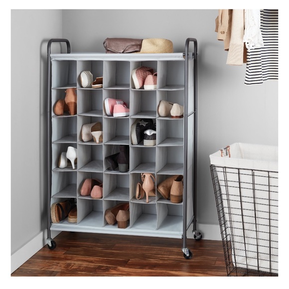 30-Compartment Standing Shoe Organizer